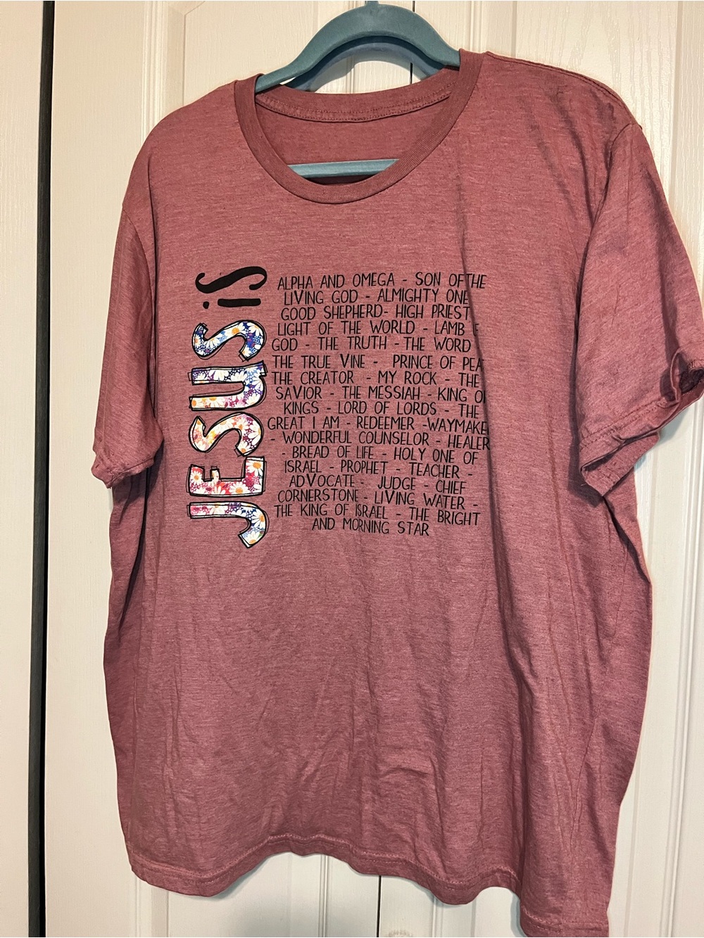 Jesus Graphic Tee - Mauve Pink Women’s Top 2X